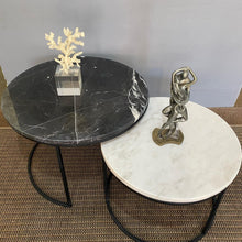 Load image into Gallery viewer, 2 Round Marble Coffee Tables | Nest Marble Tables, Black and White
