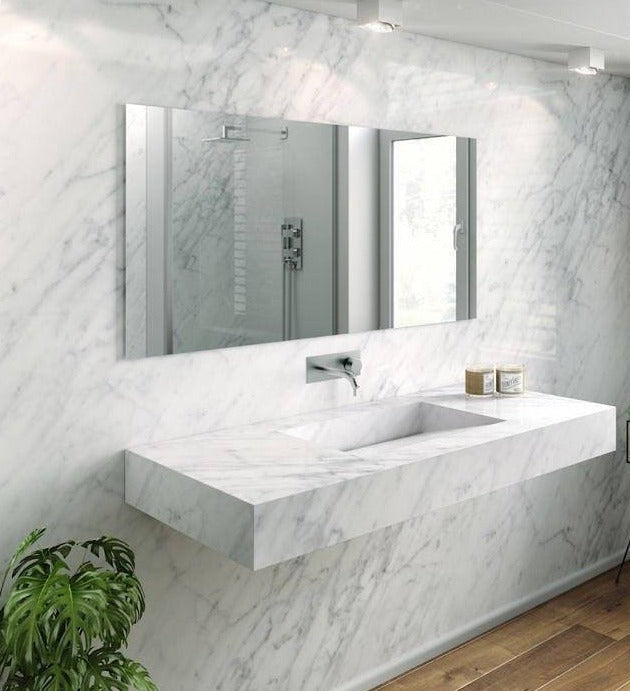 Carrara Marble Sink Luxury Marble Countertop with Basin 40" EarthlyCo