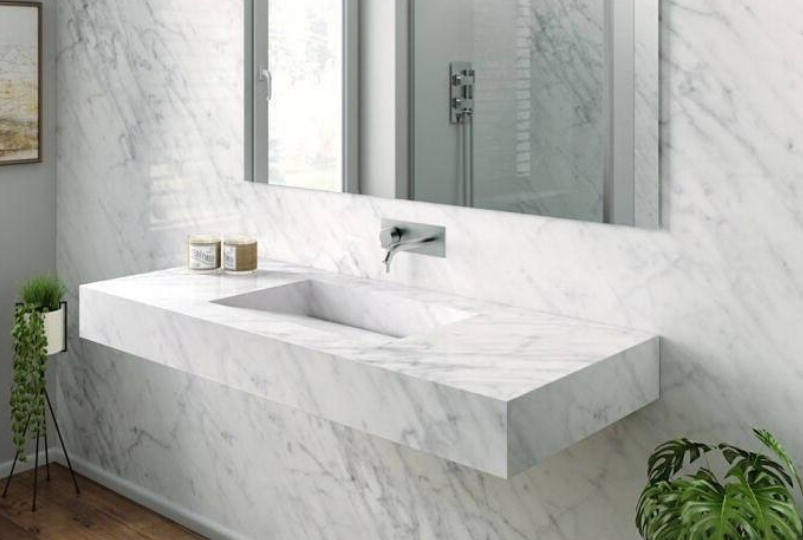 Custom Carrara Marble Sink | Luxury Marble Countertop with Basin 40