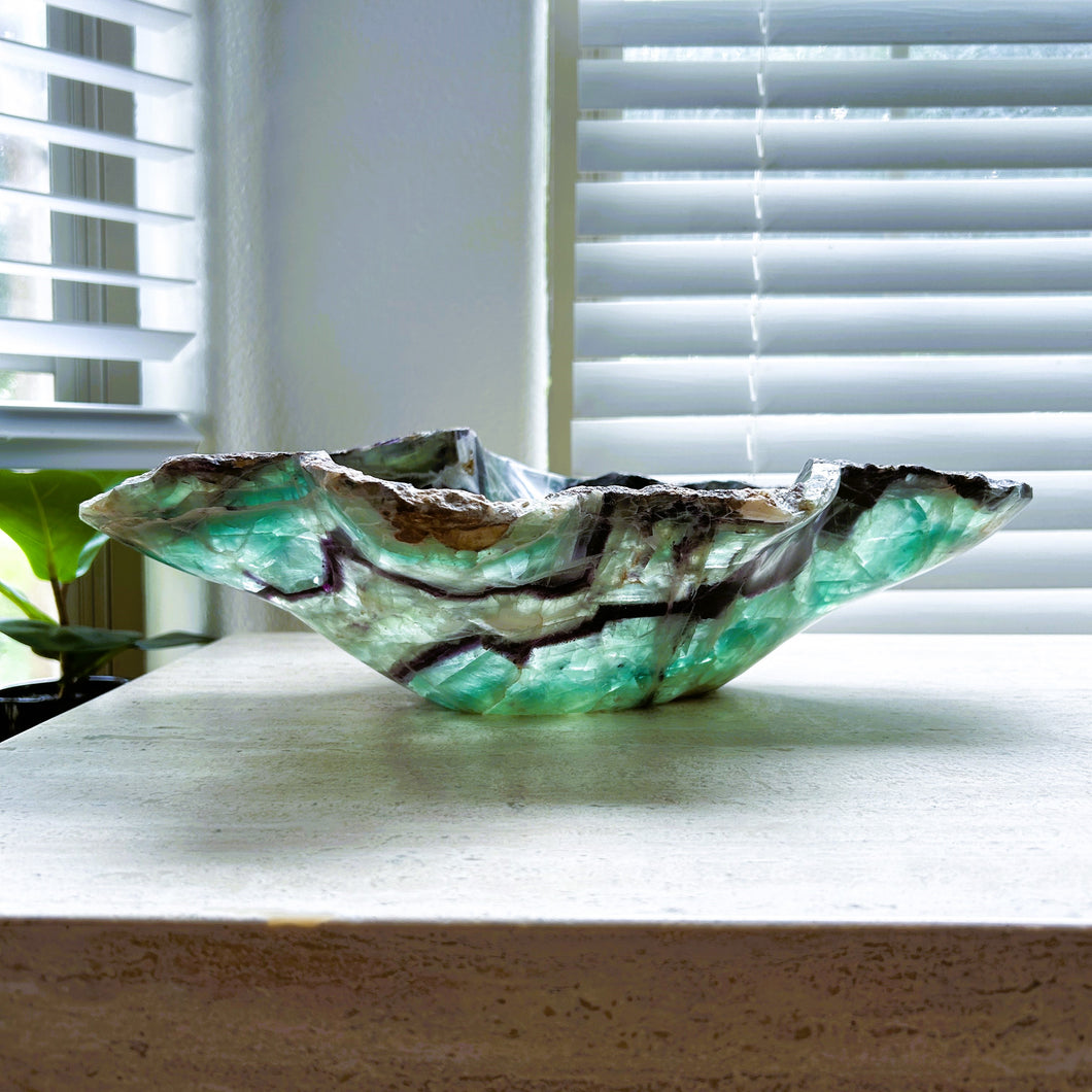 Unique Fluorite Bowl Fluorite Crystal Centerpiece Fluorite Decorative Bowl