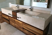 Load image into Gallery viewer, 62&quot; Double Sink Bathroom Vanity in solid wood with Marble Countertop.  Includes Wooden Shelf and Wooden Vanity.
