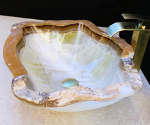 Load image into Gallery viewer, Crystal Onyx Stone Bathroom Vessel Sink - Bathroom Vanity Sink - Natural Stone Sink - Modern Sink - Handmade Onyx Sink
