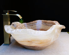 Load image into Gallery viewer, Crystal Onyx Stone Bathroom Vessel Sink - Bathroom Vanity Sink - Natural Stone Sink - Modern Sink - Handmade Onyx Sink

