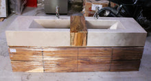 Load image into Gallery viewer, Double Sink Bathroom Vanity Sand Marble, Includes Solid Wood Cabinet and Shelf
