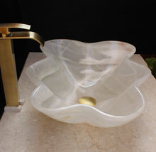 Load image into Gallery viewer, Crystal Onyx Stone Bathroom Vessel Sink - Natural Stone Sink - Modern Sink - Handmade Onyx Sink

