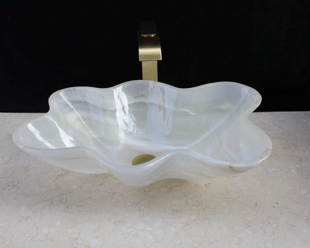 Crystal Onyx Stone Bathroom Vessel Sink - Natural Stone Sink - Modern Sink - Handmade Onyx Sink