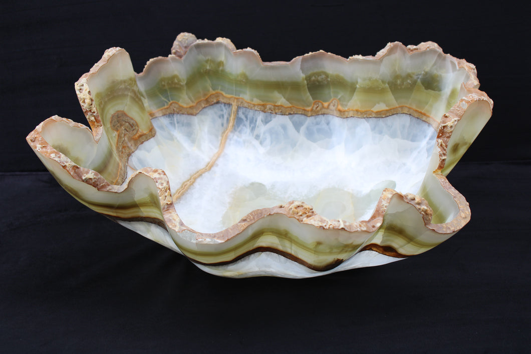 Unique Onyx and Quartzite Stone Bowl | Beautiful Onyx Centerpiece