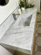 Load image into Gallery viewer, Carrara Marble Vanity Sink &amp; Wood Cabinet
