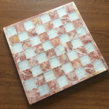 Load image into Gallery viewer, 14&quot; Pink &amp; White Onyx &amp; Marble Chess Set
