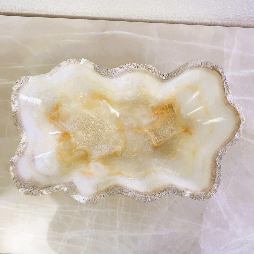 White Onyx Bowl | Beautiful Onyx Bowl Centerpiece. BG02