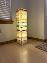 Load image into Gallery viewer, Large Onyx Lamp Floor Lamp | Pedestal Lamp | Aqua Onyx Home Lighting
