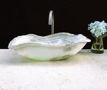 Load image into Gallery viewer, Light Green Onyx Stone Bathroom Vessel Sink
