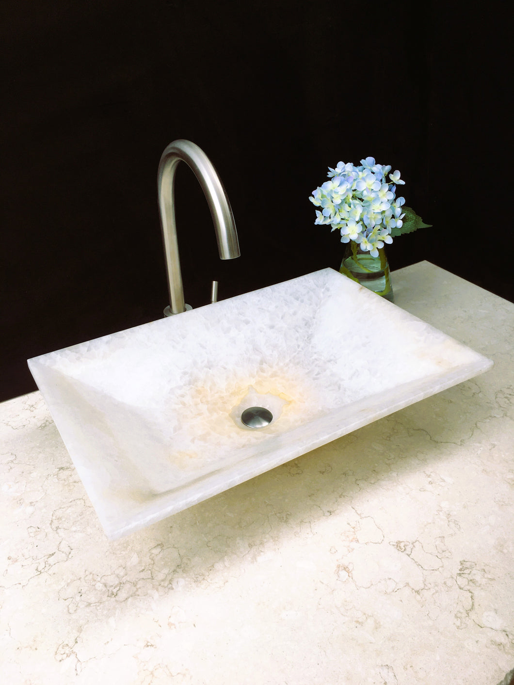 White Onyx Stone Bathroom Vessel Sink - Modern Sink - Handmade Onyx Sink