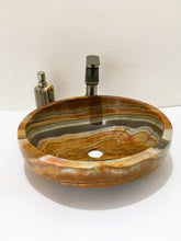 Load image into Gallery viewer, TRAVERTINE ONYX STONE VESSEL SINK
