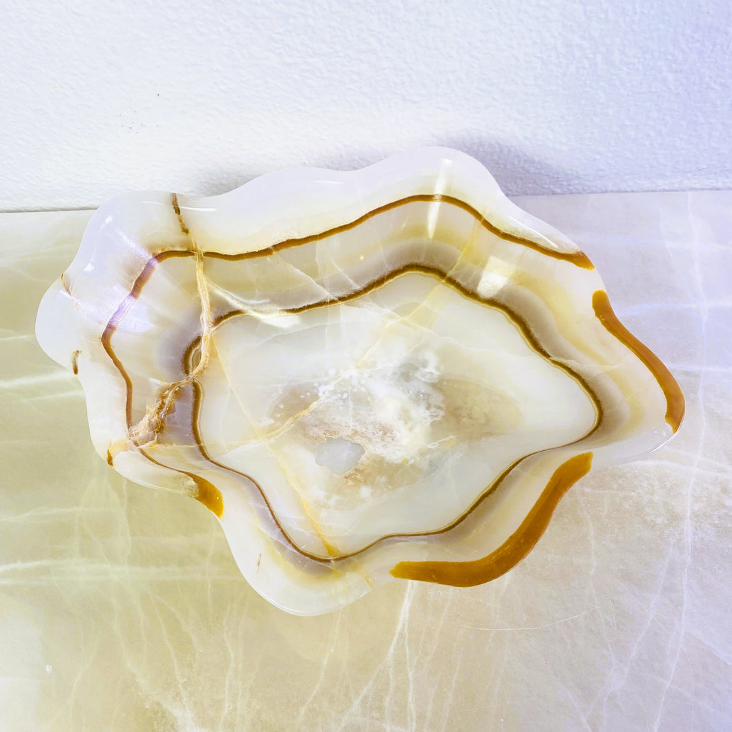 Amber Onyx Bowl | Beautiful Onyx Bowl Centerpiece. BM01