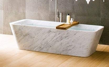 Rectangular Venetian White Marble Bathtub