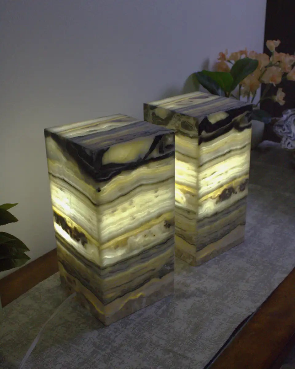 2 Onyx Stone Lamps