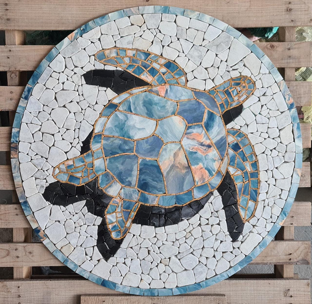 Handmade Turtle Tile Marble Medallion Art  MM009