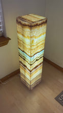 Load and play video in Gallery viewer, Large Onyx Lamp Floor Lamp | Pedestal Lamp | Aqua Onyx Home Lighting
