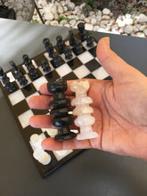 Load image into Gallery viewer, Black &amp; Beige Marble Chess Set
