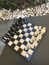 Load image into Gallery viewer, Black &amp; Beige Marble Chess Set
