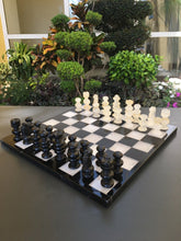 Load image into Gallery viewer, Black &amp; Beige Marble Chess Set
