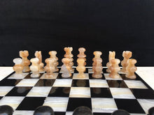 Load image into Gallery viewer, Handmade Onyx Chess Set Beige &amp; Black 13.7&quot; Chess Set
