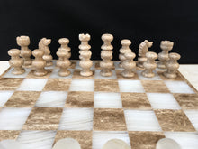 Load image into Gallery viewer, Original Hand Carved Travertine &amp; White Marble Chess Set
