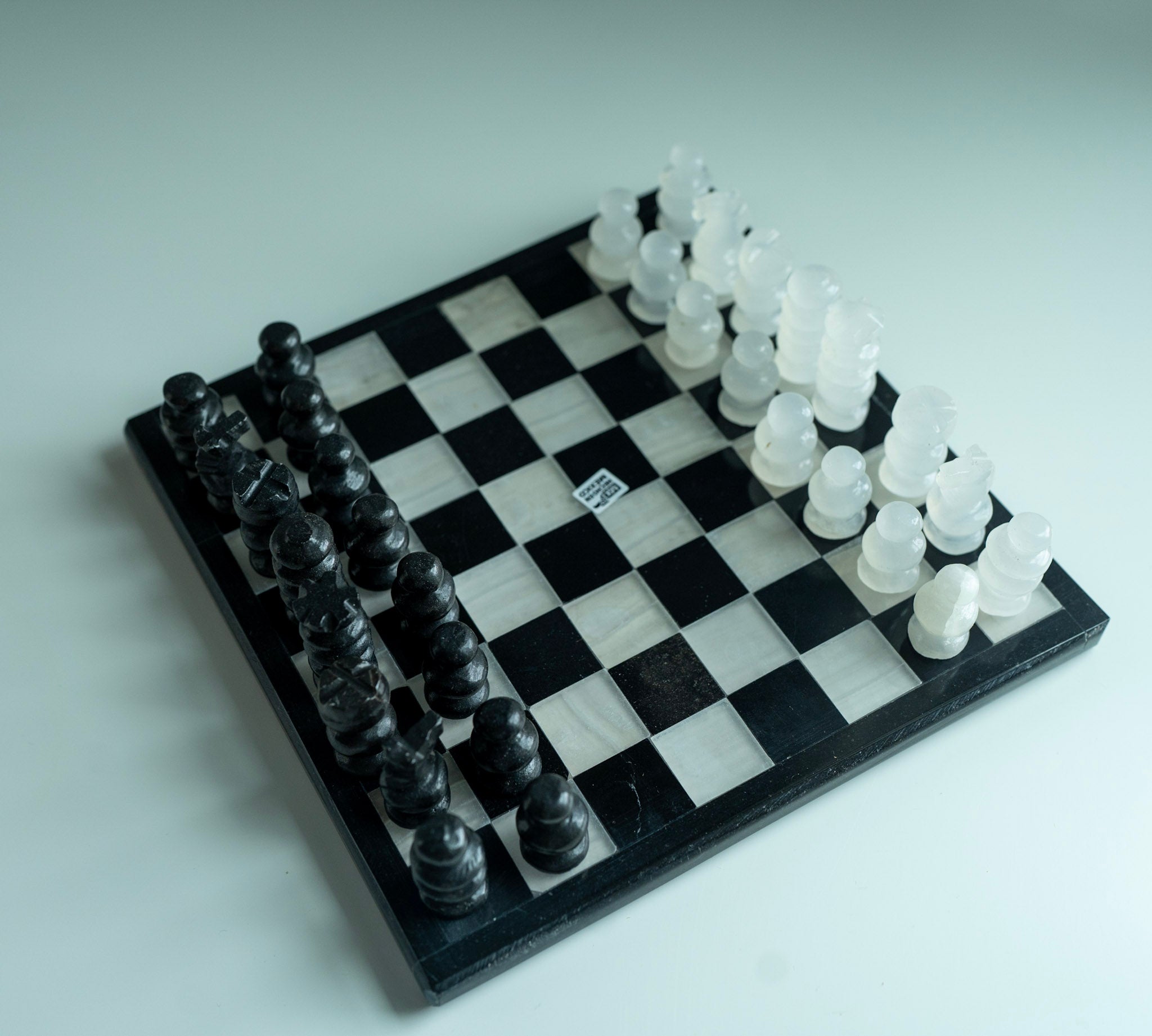 Handmade Onyx Chess Set | Black & White Marble Chess Set | 7.7