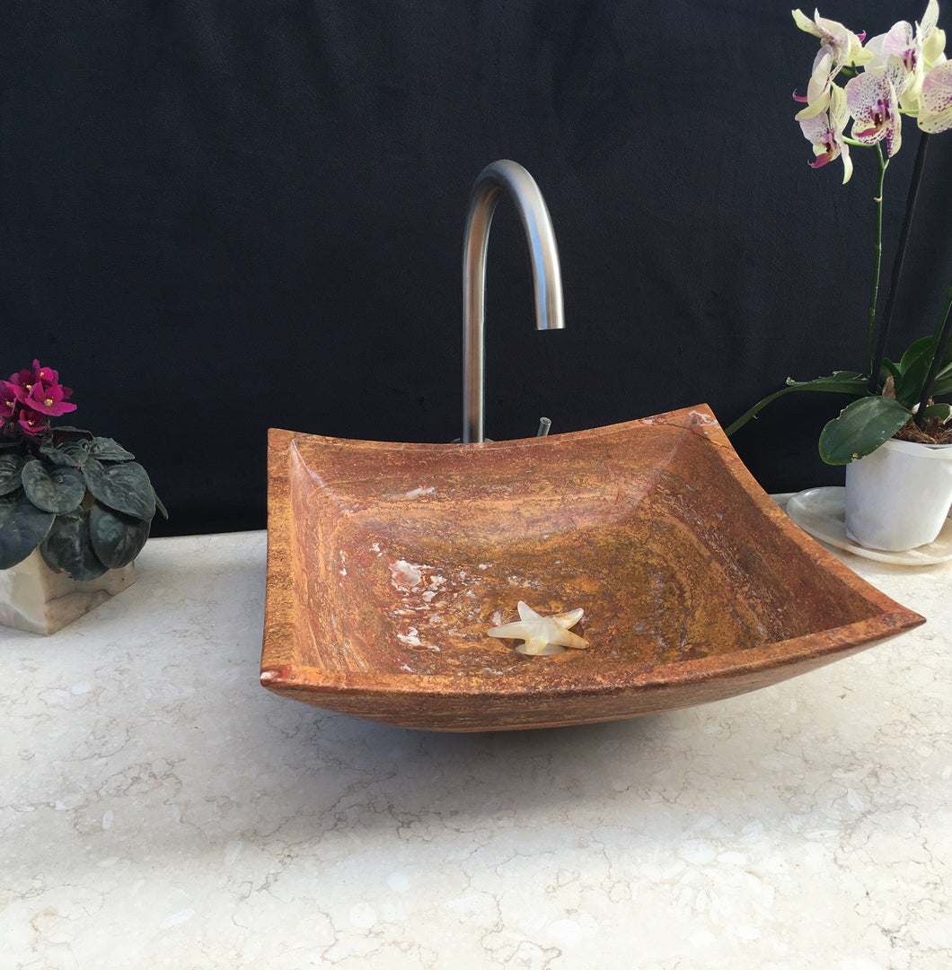 Beautiful Sink in Red Travertine Marble, An Elegant Touch of nature for your home | Vessel Sink Marble | Natural Stone Sink