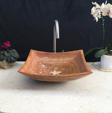 Load image into Gallery viewer, Beautiful Sink in Red Travertine Marble, An Elegant Touch of nature for your home | Vessel Sink Marble | Natural Stone Sink
