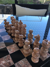 Load image into Gallery viewer, Beige-Coral Pink &amp; Black English Chess Set

