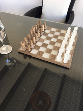 Load image into Gallery viewer, Brown &amp; White Onyx Marble Chess Board Set
