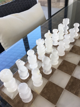 Load image into Gallery viewer, Brown &amp; White Onyx Marble Chess Board Set
