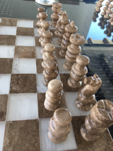 Load image into Gallery viewer, Handmade Onyx Chess Set Travertine &amp; White Onyx Chess Set | Stone Chess Set
