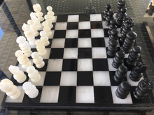 Load image into Gallery viewer, Handmade Onyx Chess Set White &amp; Black 13.7&quot; Chess Set
