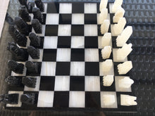 Load image into Gallery viewer, Aztec Onyx Chess Set - Black &amp; White
