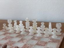 Load image into Gallery viewer, Pink &amp; White Onyx Marble Chess Set
