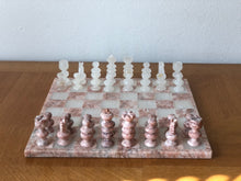 Load image into Gallery viewer, Pink &amp; White Onyx Marble Chess Set
