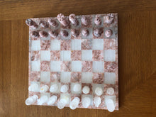 Load image into Gallery viewer, Pink &amp; White Onyx Marble Chess Set
