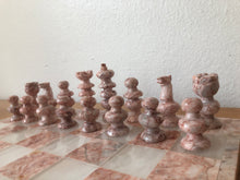 Load image into Gallery viewer, Pink &amp; White Onyx Marble Chess Set
