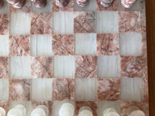 Load image into Gallery viewer, Pink &amp; White Onyx Marble Chess Set
